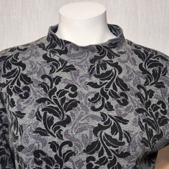Croft & Barrow Pull-Over Mock Turtleneck Gray Black Cotton Large - Picture 2 of 7